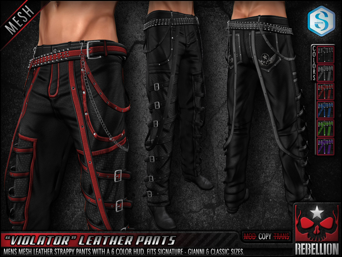 = REBELLION = "VIOLATOR" LEATHER PANTS - DEMO