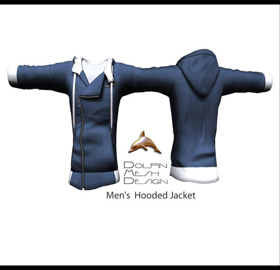 [Dolphin Design Mesh]Full permissions Men's Hooded Jacket