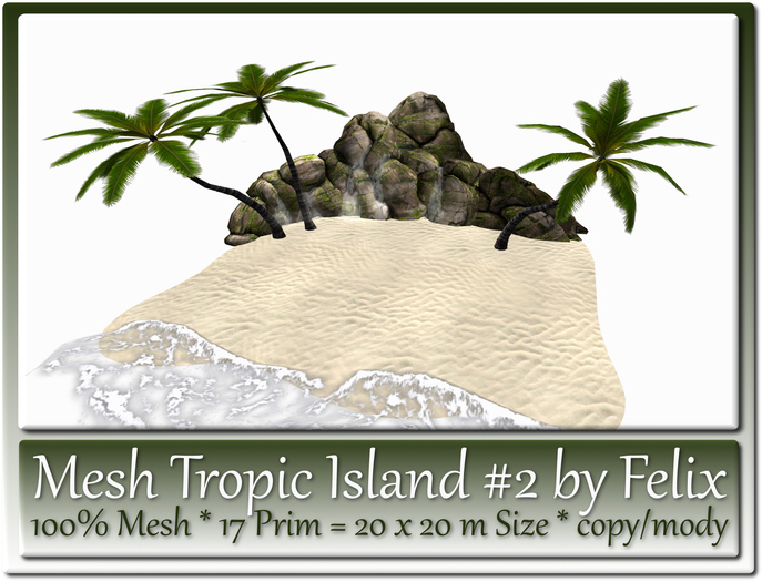 Mesh Tropic Island #2 by Felix 17 Prim=20x20m Size copy-mody