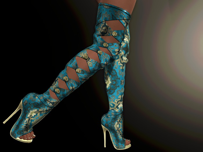 .:S.C:. Kicks - Thigh Highs - Silk Brocade DEMOS