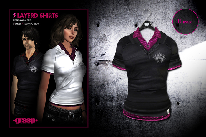 +grasp+/Layered Shirts/black+Dot_pink