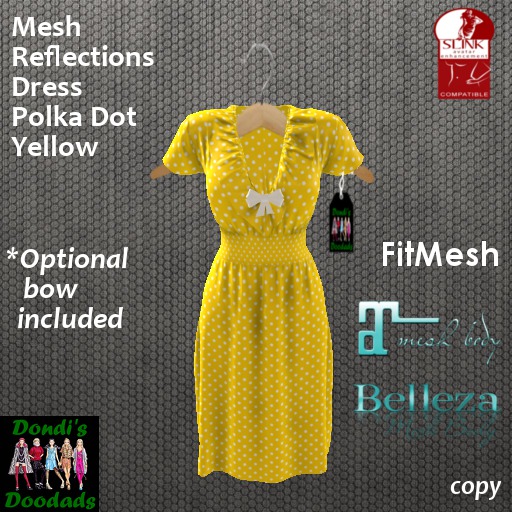 Dondi's Doodads Mesh Reflections Dress Polka Dot Yellow
