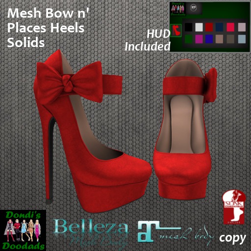 Dondi's Doodads Mesh Bow n' Places Heels SOLIDS