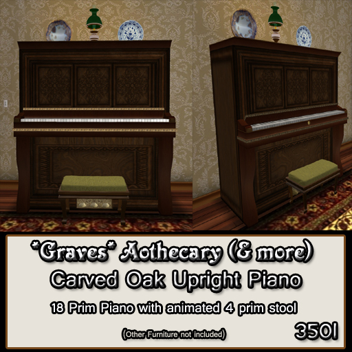 *GRAVES* Apothecary& More - Upright Piano-BOXED UP