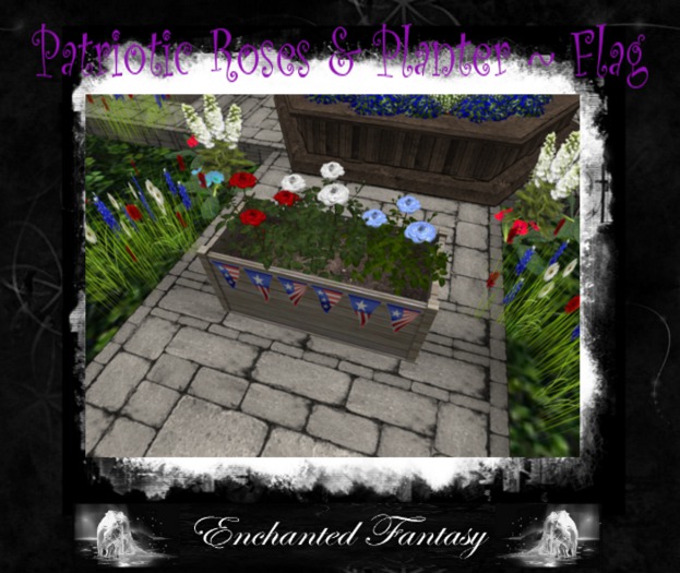Patriotic Roses & Planter ~ Flag Bunting (Mesh)