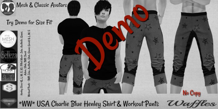Demo *WW* USA Charlie Blue Henley Shirt & Workout Pants