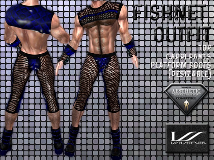Fishnet outfit blue by whatEver