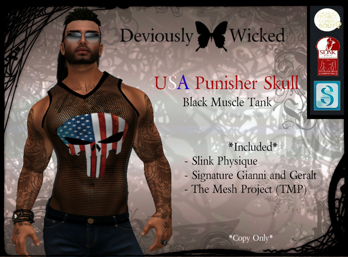 *D*W* USA Punisher Skull Muscle Tank (Wear to Unpack)