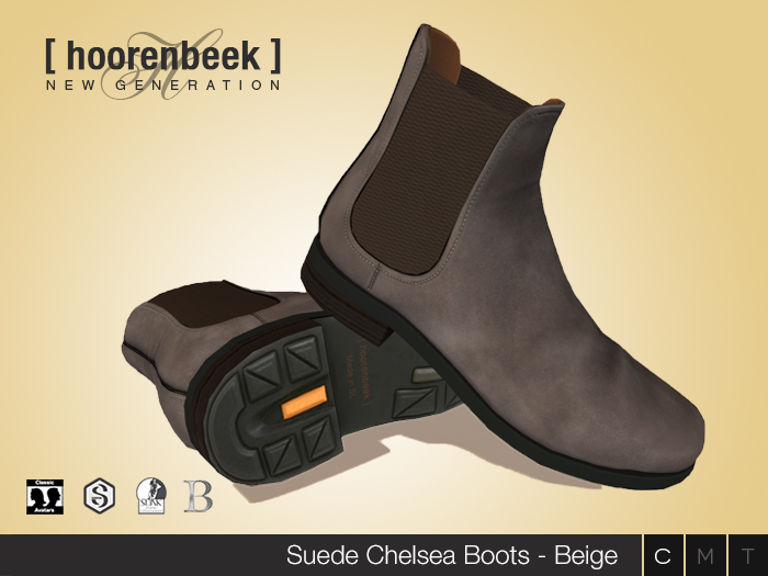 [ h ] Chelsea Suede Boots - BOX - Beige [wear me]