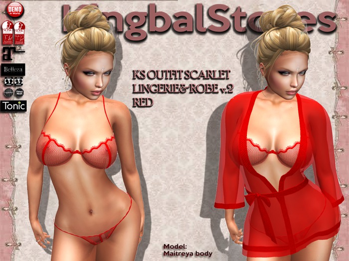 150 KS OUTFIT SCARLET LINGERIE&ROBE v.2 RED