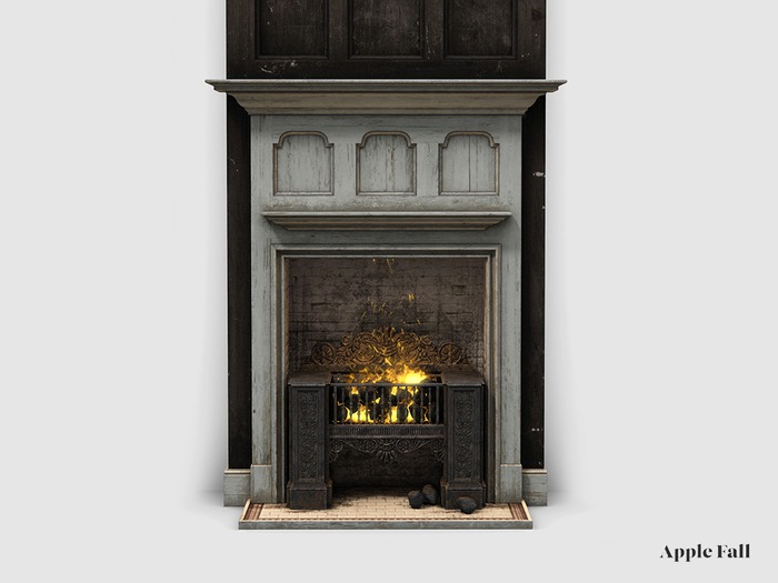 Apple Fall Period Fireplace - White