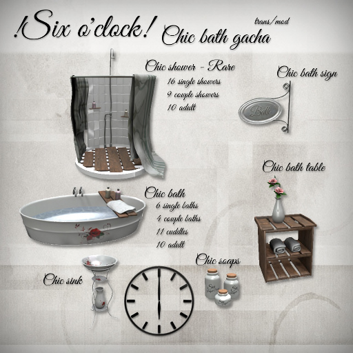 !Six o'clock! Chic Bath Sign BOXED
