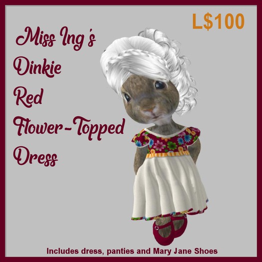 Miss Ing's Dinkie Red Flower Topped Dress Set