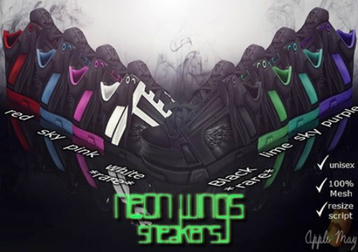 Apple May Designs - Neon Wings Sneakers - Black RARE