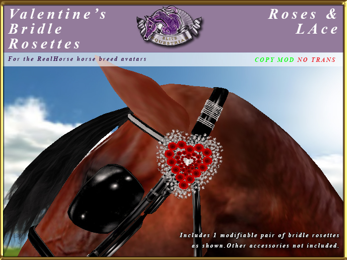 *E* Valentine's Day Bridle Rosettes  [Boxed] Roses & Lace
