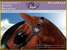 *E* Valentine's Day Bridle Rosettes  [Boxed] Metalhead