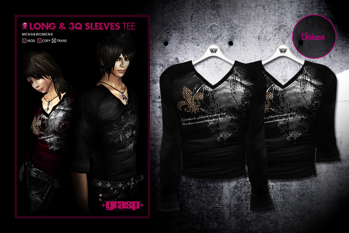 +grasp+/long&3Q Sleeves Tee/#BK01