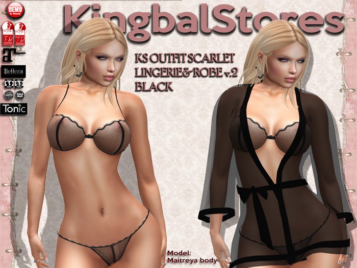 150 KS OUTFIT SCARLET LINGERIE&ROBE v.2 BLACK