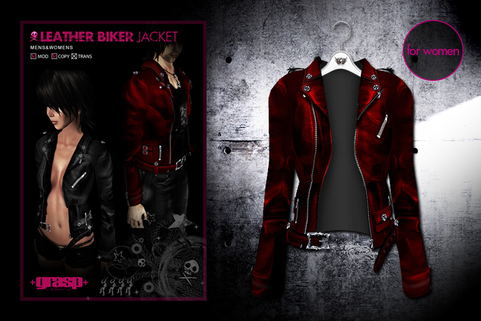 +grasp+/Leather Biker Jacket/Red/Womens