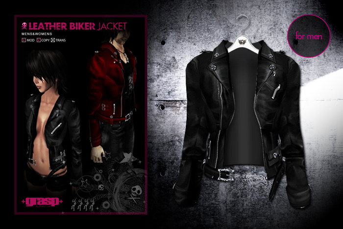 +grasp+/Leather Biker Jacket/Black/Mens