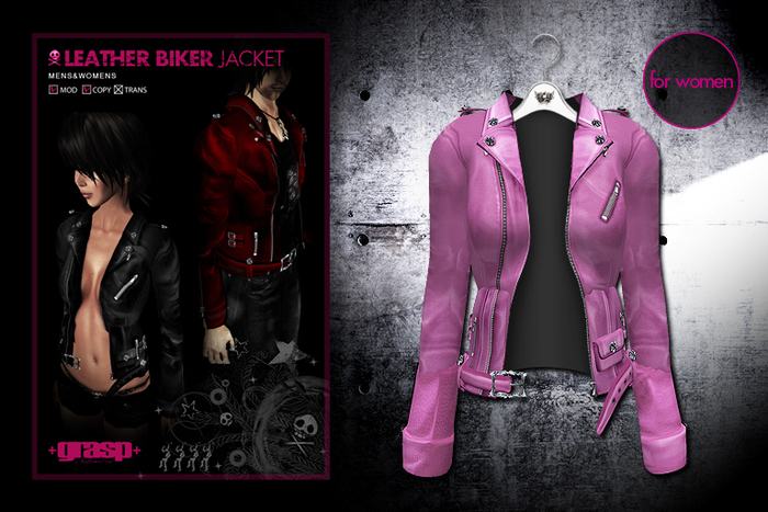 +grasp+/Leather Biker Jacket/Pink/Womens