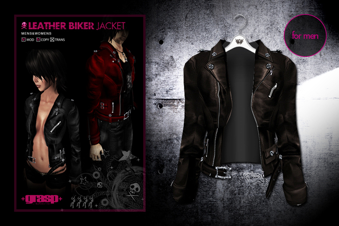 +grasp+/Leather Biker Jacket/Brown/Mens