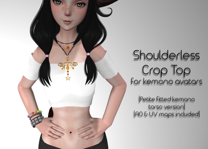 Fitted Kemono Torso Shoulderless Crop Top (Petite)