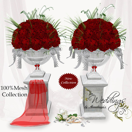 Mesh Wedding Flower Arrangement dark red full set