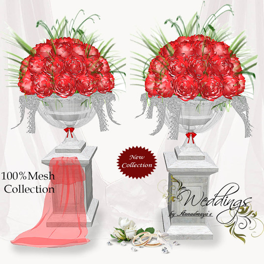 Mesh Wedding Flower Arrangement red full set