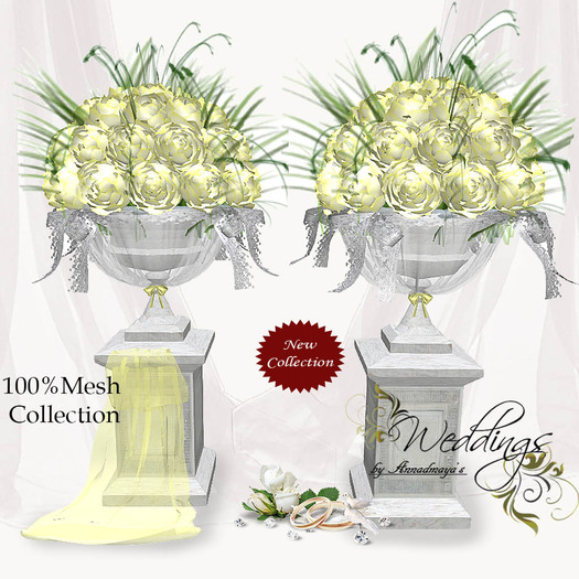 Mesh Wedding Flower Arrangement soft yellow full set