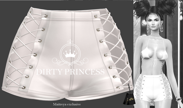 DIRTY PRINCESS- All Hail Me Princess Shorts- WHITE