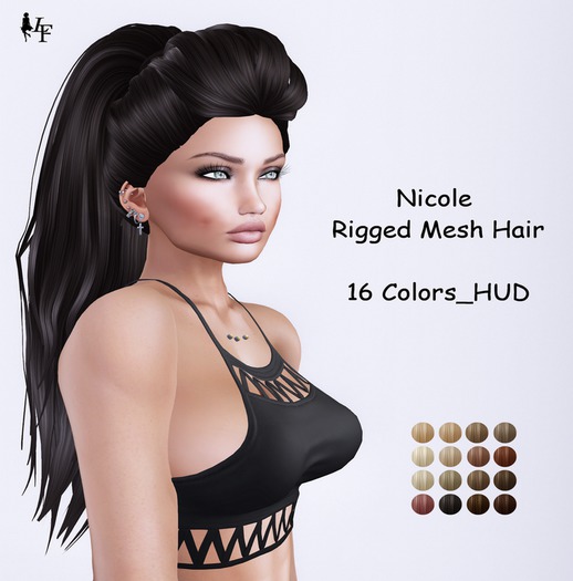 *LF* Nicole Rigged Mesh Hair w/16 Colors_HUD