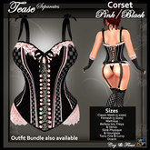 C&F Tease Burlesque Corset - PINK/BLACK