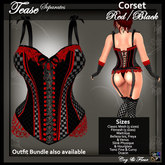 C&F Tease Burlesque Corset - RED/BLACK