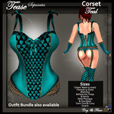 C&F Tease Burlesque Corset - TEAL
