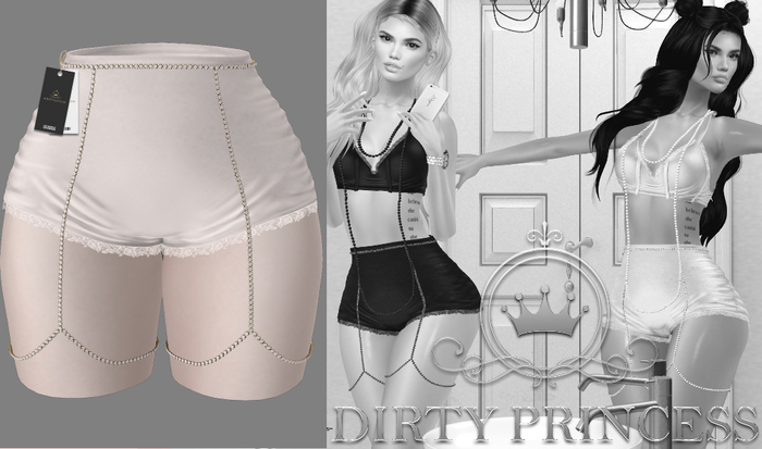 DIRTY PRINCESS- Pretty Hurts Princess Shorts- WHITE