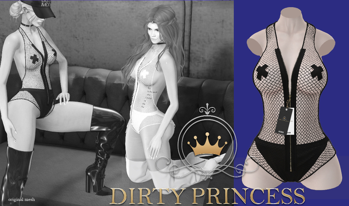 DIRTY PRINCESS- Bad At Love Princess Bodysuit- BLACK