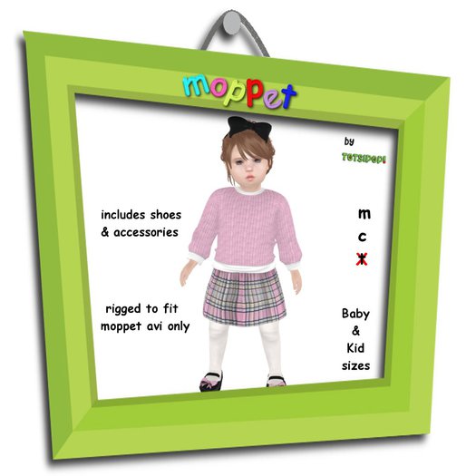 Moppet  Pink Sweater Plaid Skirt Set