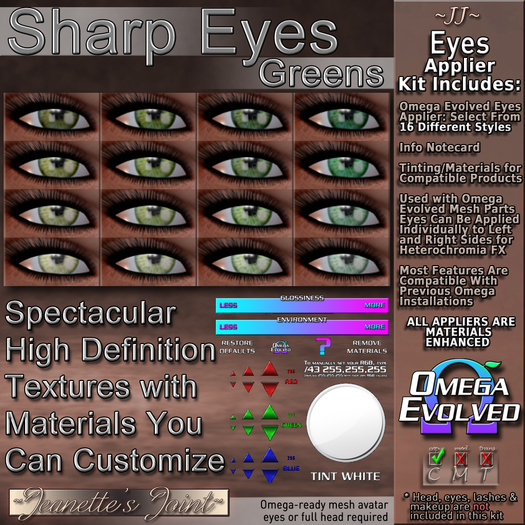 ~JJ~ Omega Evolved Eyes Appliers (Sharp Greens)