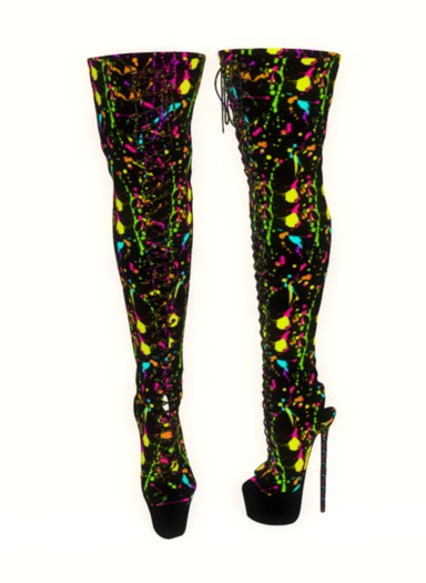 BOOTS OPEN TOE SPLATTER RETRO 80'S RAVE - SLINK HOURGLASS B
