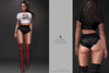 Cropped t shirt frilly hotpants