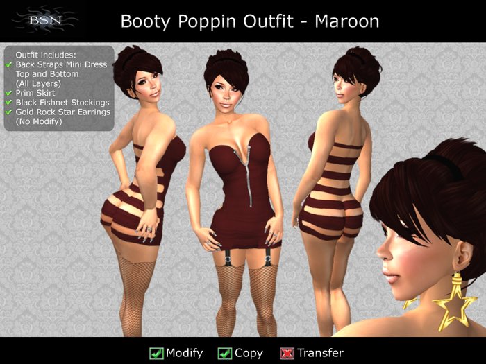 BSN Booty Poppin Outfit - Maroon