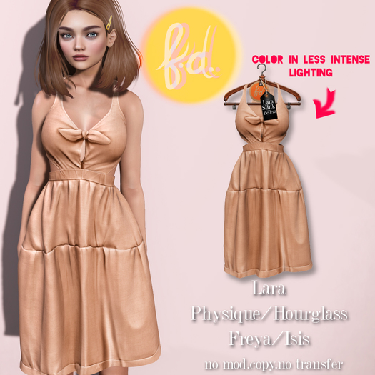 (fd) Country Spring Dress - Orange / Maitreya Lara/Slink Physique+Hourglass/Belleza Freya+Isis (MESH)