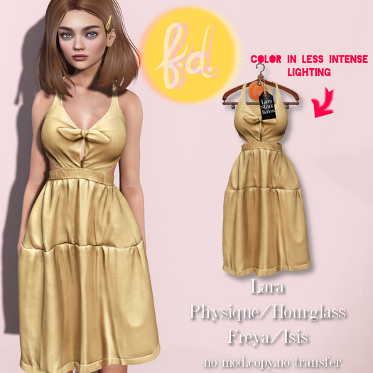 (fd) Country Spring Dress - Canary / Maitreya Lara/Slink Physique+Hourglass/Belleza Freya+Isis (MESH)