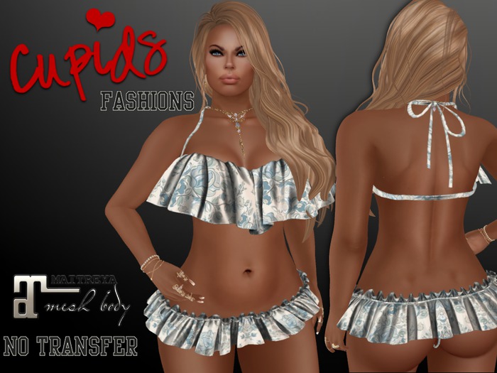 *CF* RUFFLE BIKINI SET MAITREYA BLUE FLORAL