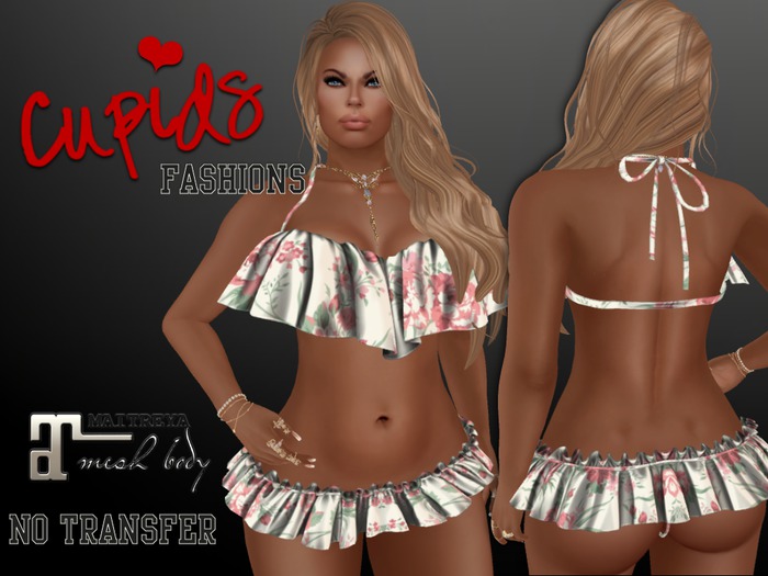 *CF* RUFFLE BIKINI SET MAITREYA PEACH FLORAL