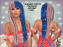 In the Spirit of July 4 th flag long hair mesh rigged 2 sizes , normal and big breat lolas