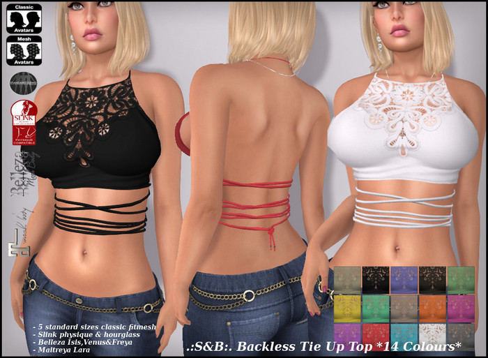 .:S&B:. Backless Tie Up Top *14 Colours*