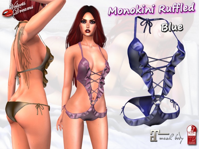 -VD- Monokini Ruffled Blue (wear to unpack)