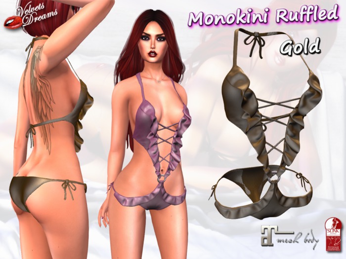 -VD- Monokini Ruffled Gold (wear to unpack)